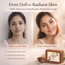 Load image into Gallery viewer, MAVASIVA Manjistha Soap 100g | Natural Skin Brightening Soap Bar for Glowing Skin | Handmade, Anti-Acne, Tan Removal - MAVASIVA