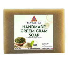 Load image into Gallery viewer, MAVASIVA Green Gram Soap 100g | Natural Skin Polishing & Deep Cleansing Soap Bar | Gentle Exfoliating Bath Soap for Glowing Skin | Handmade | For Men & Women - MAVASIVA