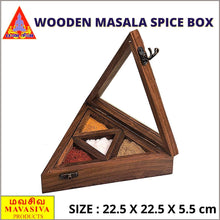 Load image into Gallery viewer, Wooden Masala Spice Box with Spoon Triangle Shaped - MAVASIVA SHOPPING