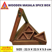 Load image into Gallery viewer, Wooden Masala Spice Box with Spoon Triangle Shaped - MAVASIVA SHOPPING
