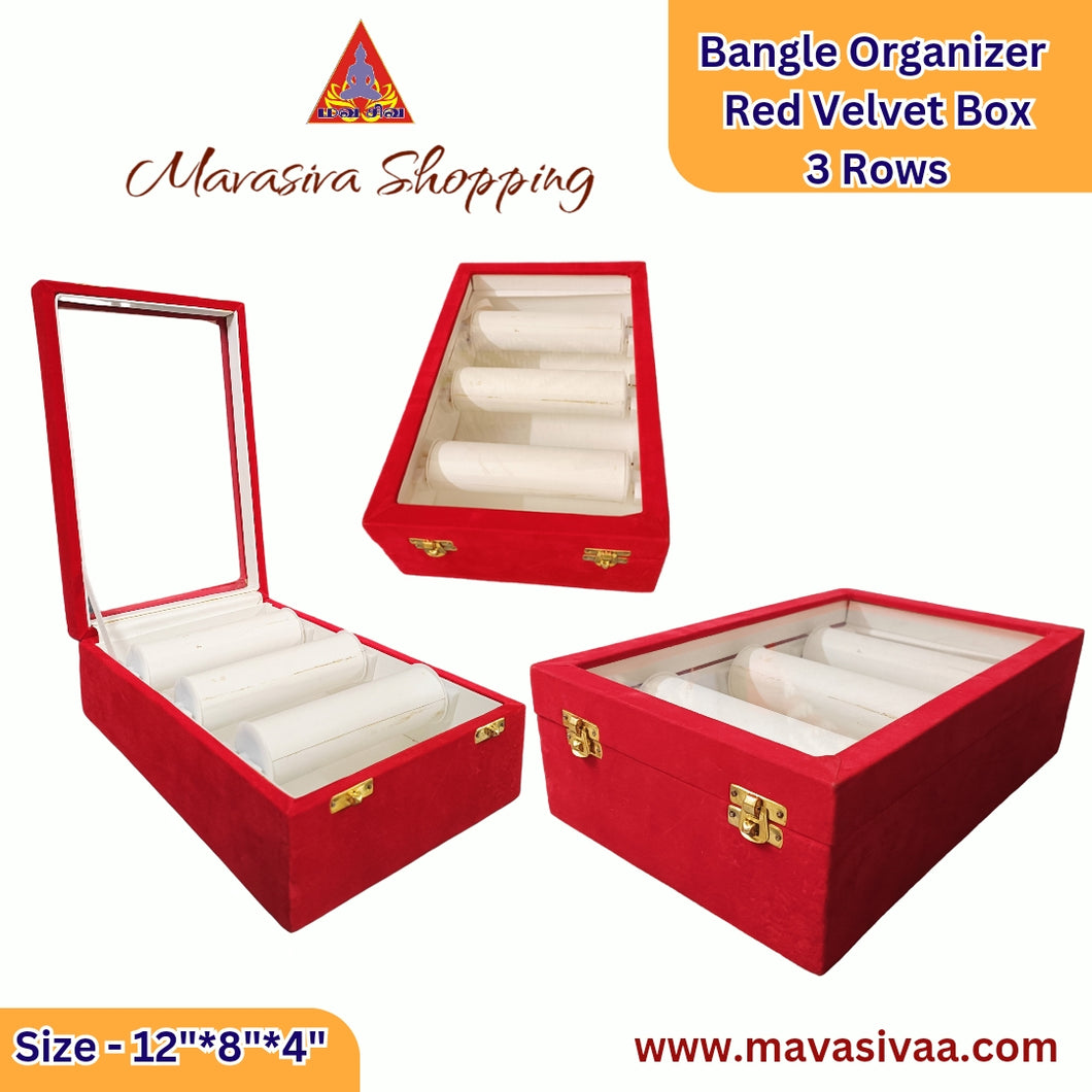 Bangle Organizer Box - Red velvet Mavasiva - 3 Row