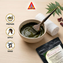 Load image into Gallery viewer, MAVASIVA Herbal Hair Dye How to Use – Prepare Paste, Apply with Brush and Rinse – Step by Step Natural Hair Colour Application Guide
