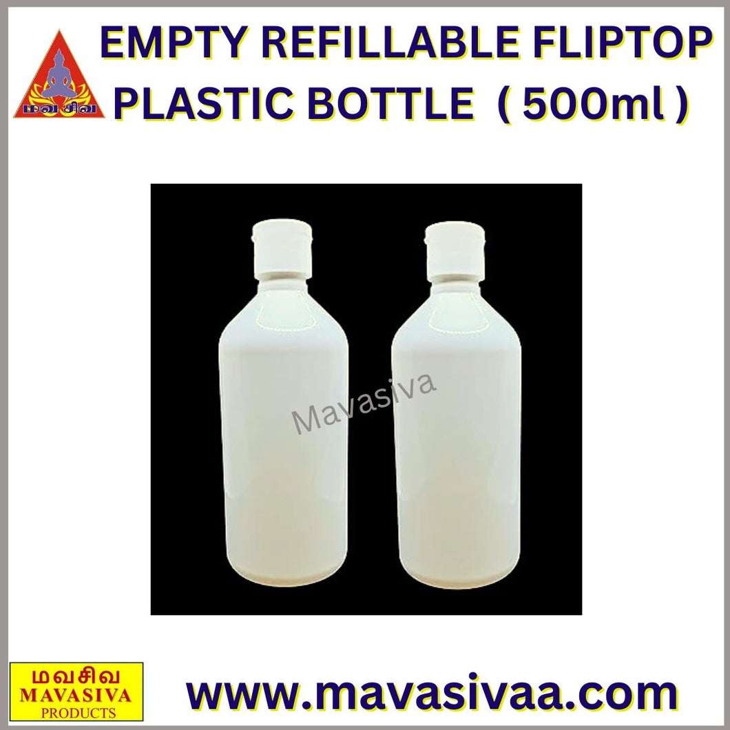 MAVASIVA Empty Refillable Fliptop Cap Non Transparant Plastic Bottle Along With Inner For Oil, Lotion, Shampoo, Sanitizer (500 ml - Pack of 2)