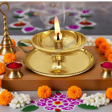 Load image into Gallery viewer, MAVASIVA Traditional Brass Diya Oil Lamp | Antique Finish Pooja Deepam for Festival, Mandir &amp; Gifting - MAVASIVA 
