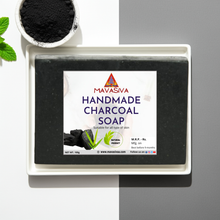 Load image into Gallery viewer, MAVASIVA Handmade Charcoal Soap – 100gm | Deep Pore Cleanser, Acne &amp; Blackhead Control Bar

