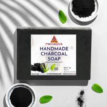 Load image into Gallery viewer, MAVASIVA Handmade Charcoal Soap – 100gm | Deep Pore Cleanser, Acne &amp; Blackhead Control Bar
