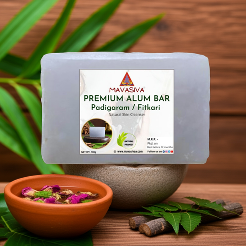 MAVASIVA Natural Alum Stone 100g | Fitkari / Padigaram Stone for After Shave, Deodorant, Pimples & Skin Tightening | 100% Pure & Chemical Free | For Men & Women - MAVASIVA 