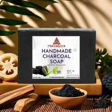 Load image into Gallery viewer, MAVASIVA Handmade Charcoal Soap – 100gm | Deep Pore Cleanser, Acne &amp; Blackhead Control Bar
