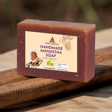 Load image into Gallery viewer, MAVASIVA Manjistha Soap 100g | Natural Skin Brightening Soap Bar for Glowing Skin | Handmade, Anti-Acne, Tan Removal, Gentle Soap for Face &amp; Body, Men &amp; Women

