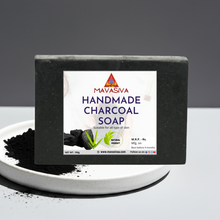 Load image into Gallery viewer, MAVASIVA Handmade Charcoal Soap – 100gm | Deep Pore Cleanser, Acne &amp; Blackhead Control Bar
