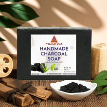 Load image into Gallery viewer, MAVASIVA Handmade Charcoal Soap – 100gm | Deep Pore Cleanser, Acne &amp; Blackhead Control Bar
