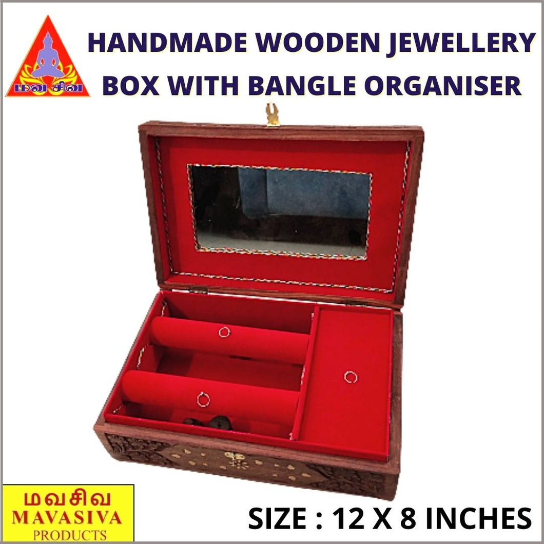 Mavasiva Handmade Wooden Jewellery Box with bangle organiser  ( 12  x 8  inches )