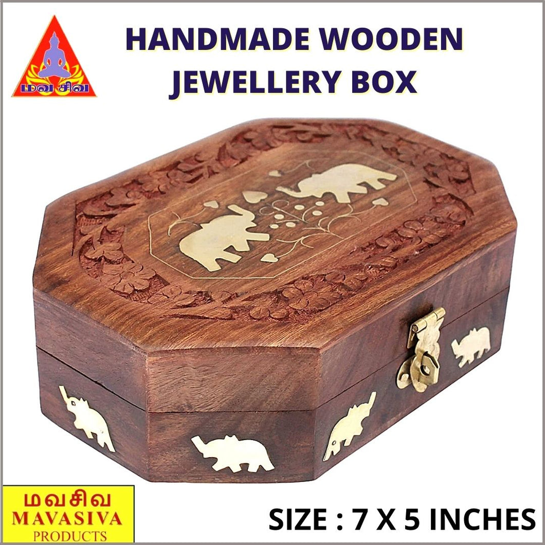 Mavasiva Handmade Wooden Jewellery Box Medium size ( 7 x 5 inches )
