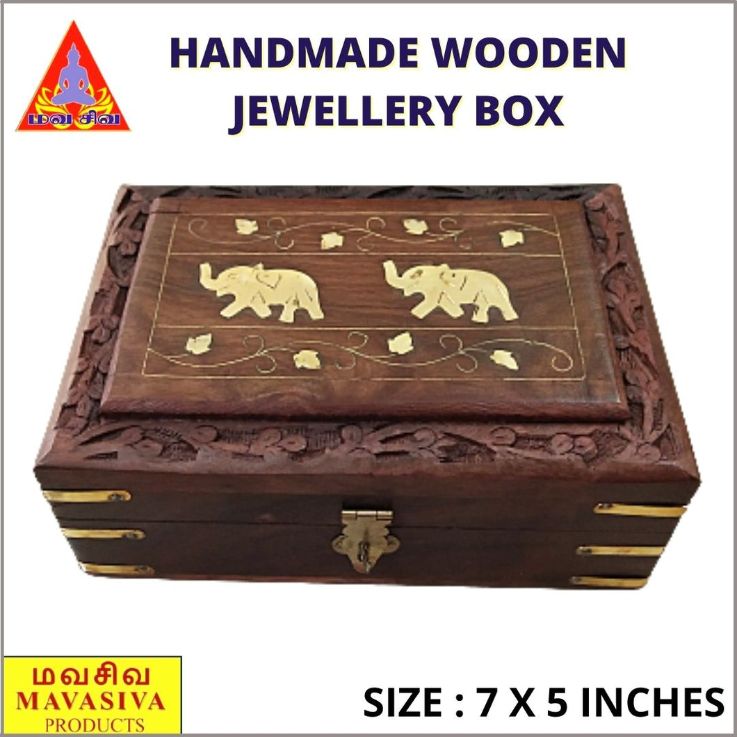 Mavasiva Handmade Wooden Rectangular Jewellery Box Medium ( 7  x 5  inches )