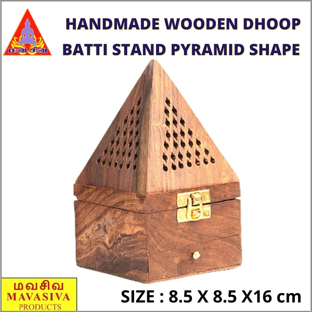 Mavasiva Handmade Wooden Dhoop Batti Stand Pyramid shape