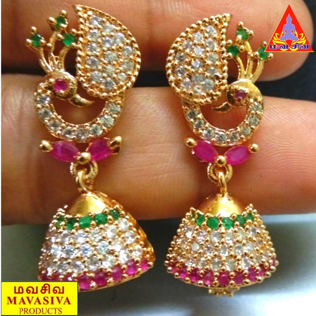 AD Stones Jhumkas- South India Jewels- Online Shop